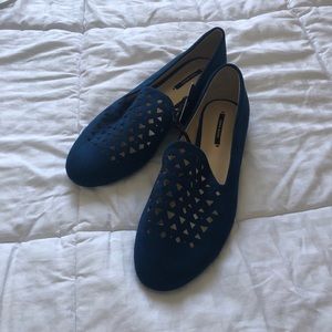 Zara blue geometric flats